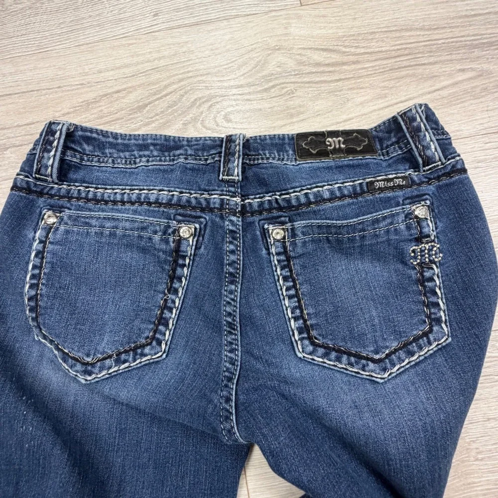 Miss Me Womens Mid Rise Bootcut‎ Jeans Dark Wash Contrast Stitch MS5012B8D Sz 31